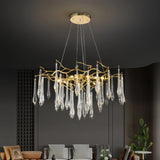 Lustre goutte d'eau en cristal doré LED moderne pour salon