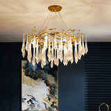 Lustre goutte d'eau en cristal doré LED moderne pour salon