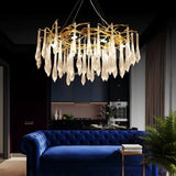 Lustre goutte d'eau en cristal doré LED moderne pour salon