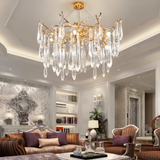 Lustre goutte d'eau en cristal doré LED moderne pour salon