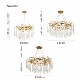 Lustre goutte d'eau en cristal doré LED moderne pour salon