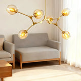 Lustre moléculaire moderne en verre LED ajustable pour salon