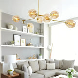 Lustre moléculaire moderne en verre LED ajustable pour salon