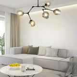 Lustre moléculaire moderne en verre LED ajustable pour salon