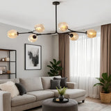 Lustre moléculaire moderne en verre LED ajustable pour salon