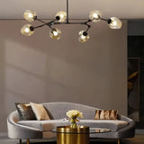 Lustre moléculaire moderne en verre LED ajustable pour salon