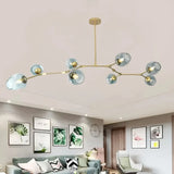 Lustre moléculaire moderne en verre LED ajustable pour salon