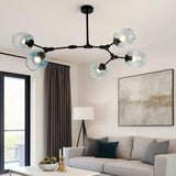 Lustre moléculaire moderne en verre LED ajustable pour salon