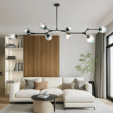 Lustre moléculaire moderne en verre LED ajustable pour salon