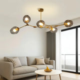 Lustre moléculaire moderne en verre LED ajustable pour salon
