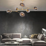 Lustre moléculaire moderne en verre LED ajustable pour salon