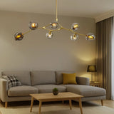 Lustre moléculaire moderne en verre LED ajustable pour salon