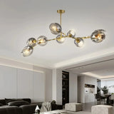 Lustre moléculaire moderne en verre LED ajustable pour salon