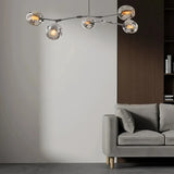 Lustre moléculaire moderne en verre LED ajustable pour salon