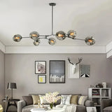 Lustre moléculaire moderne en verre LED ajustable pour salon