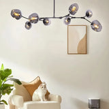Lustre moléculaire moderne en verre LED ajustable pour salon