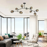 Lustre moléculaire moderne en verre LED ajustable pour salon