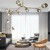 Lustre moléculaire moderne en verre LED ajustable pour salon