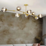 Lustre moléculaire moderne en verre LED ajustable pour salon