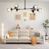 Lustre moléculaire moderne en verre LED ajustable pour salon
