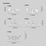 Lustre moléculaire moderne en verre LED ajustable pour salon