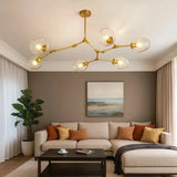 Lustre moléculaire moderne en verre LED ajustable pour salon
