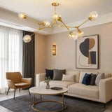 Lustre moléculaire moderne en verre LED ajustable pour salon