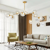 Lustre moléculaire moderne en verre LED ajustable pour salon