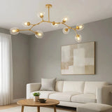 Lustre moléculaire moderne en verre LED ajustable pour salon