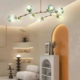 Lustre moléculaire moderne en verre LED ajustable pour salon