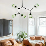Lustre moléculaire moderne en verre LED ajustable pour salon