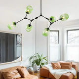 Lustre moléculaire moderne en verre LED ajustable pour salon