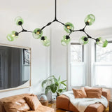 Lustre moléculaire moderne en verre LED ajustable pour salon