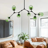 Lustre moléculaire moderne en verre LED ajustable pour salon