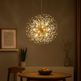 Lustre pissenlit en cristal LED moderne réglable en hauteur pour salle à manger