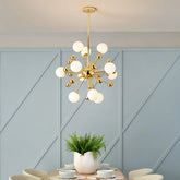 Lustre sputnik à boules en verre blanc LED moderne pour salle à manger