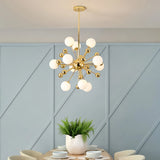 Lustre sputnik à boules en verre blanc LED moderne pour salle à manger