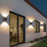 Applique exterieur haut bas LED solaire moderne en métal noir IP65