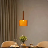 Suspension en verre cylindrique moderne LED hauteur réglable pour salle à manger