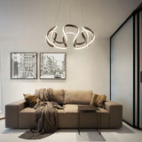 Suspension moderne torsadée en métal LED dimmable pour salle à manger