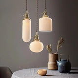 Suspension Céramique Blanche Vintage en Laiton LED Plissée pour Salle à Manger
