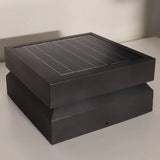 Lampe solaire pilier carrée en métal noir design moderne LED IP65 pour jardin