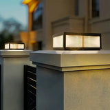 Lampe solaire de pilier carrée en verre noir moderne LED IP65 pour jardin