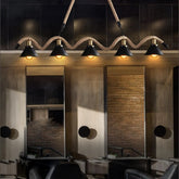 Suspension Corde Industrielle LED Cinq Têtes Noir Salle À Manger