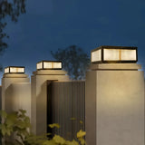 Lampe solaire de pilier carrée en verre noir moderne LED IP65 pour jardin