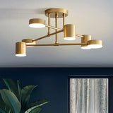 Plafonnier design moderne LED orientable 6 lumières en métal pour chambre
