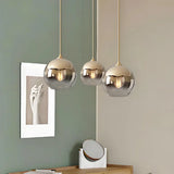 Suspension boule en verre dégradé moderne LED pour salle à manger
