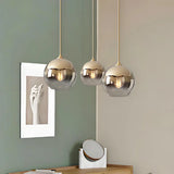 Suspension boule en verre dégradé moderne LED pour salle à manger