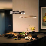 Suspension anneau en inox LED dimmable moderne pour salle à manger