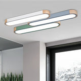 Plafonnier couloir LED ovale scandinave en bois et métal dimmable